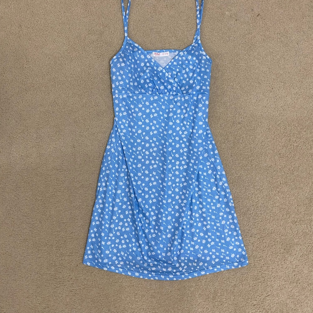 blue floral dress